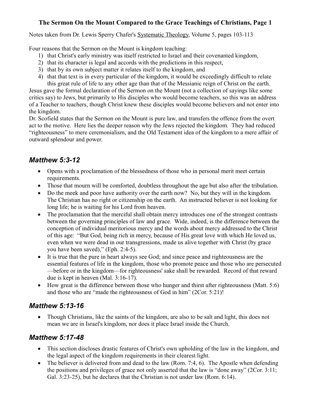 The Sermon on the Mount Compared to the Grace Teachings of Christians, Page 3