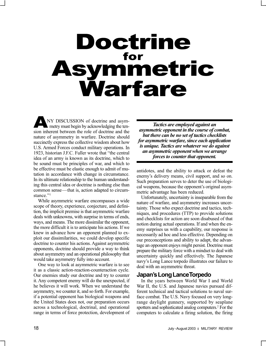 Doctrine Asymmetric Warfare