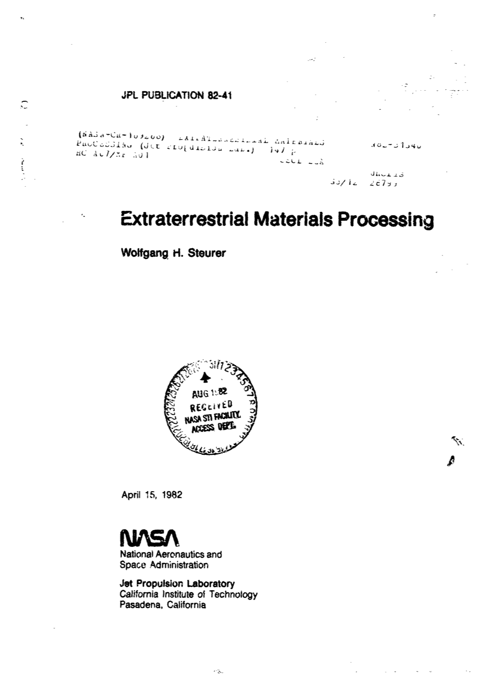 Extraterrestrial Materials Processing