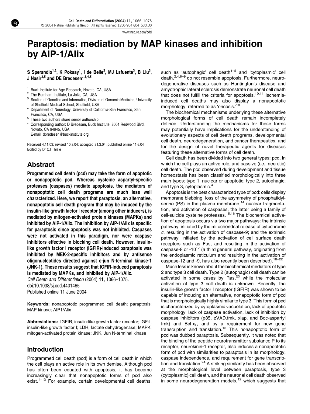 Paraptosis: Mediation by MAP Kinases and Inhibition by AIP-1/Alix