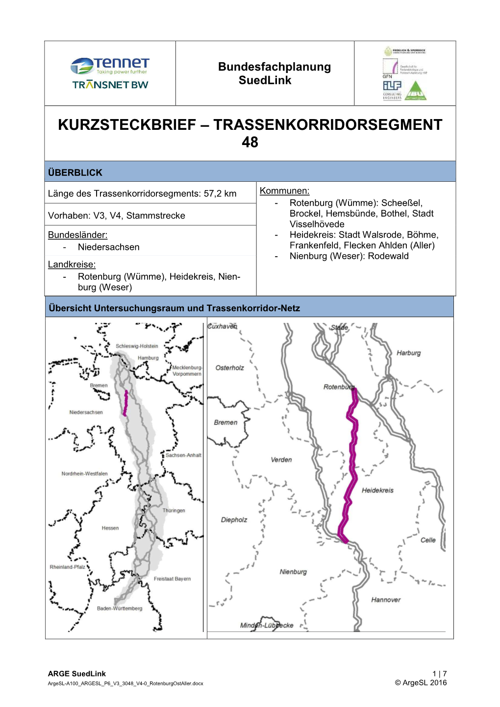 Kurzsteckbrief – Trassenkorridorsegment 48