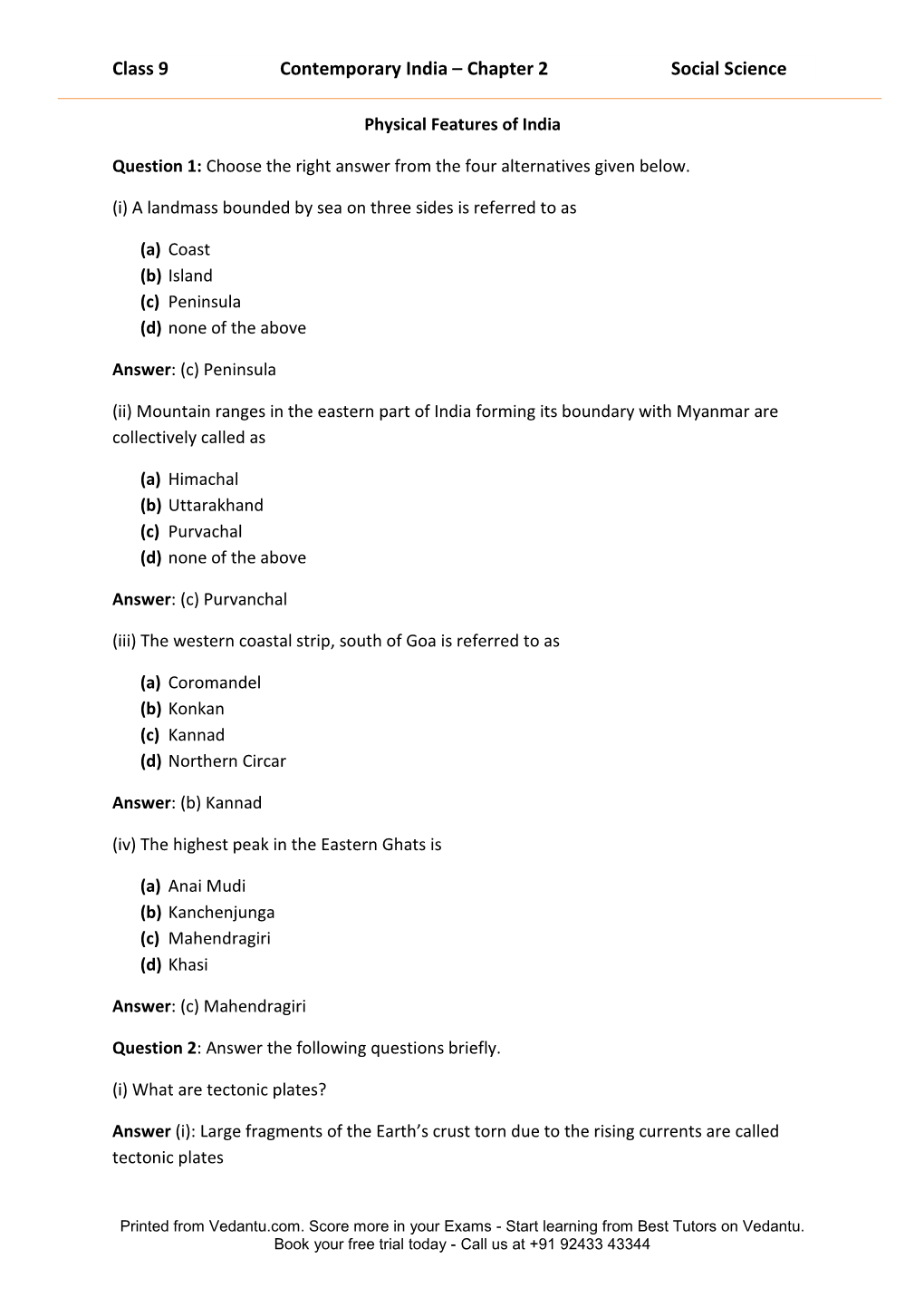 Class 9 Contemporary India – Chapter 2 Social Science