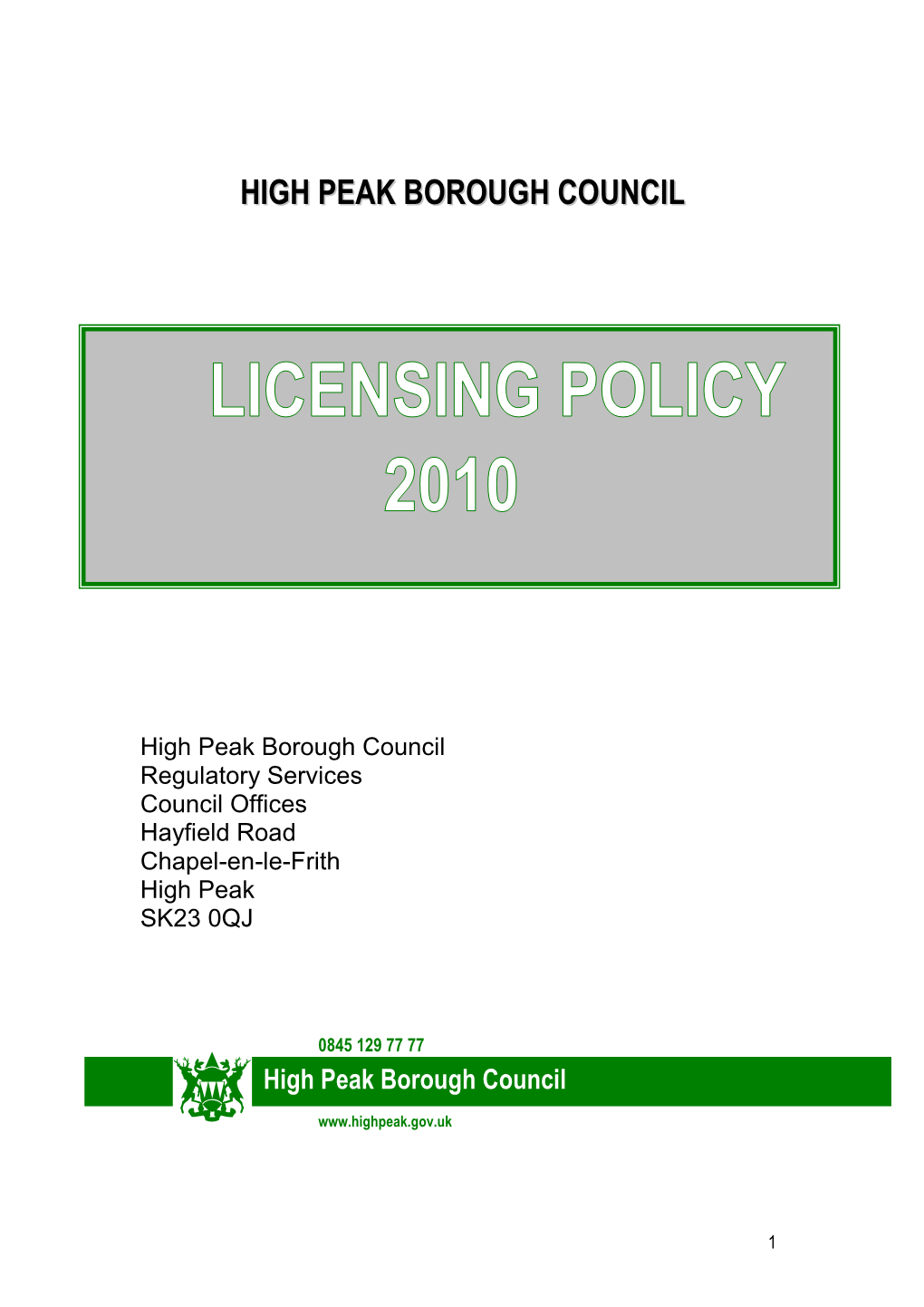 Licensing Policy 2010-15