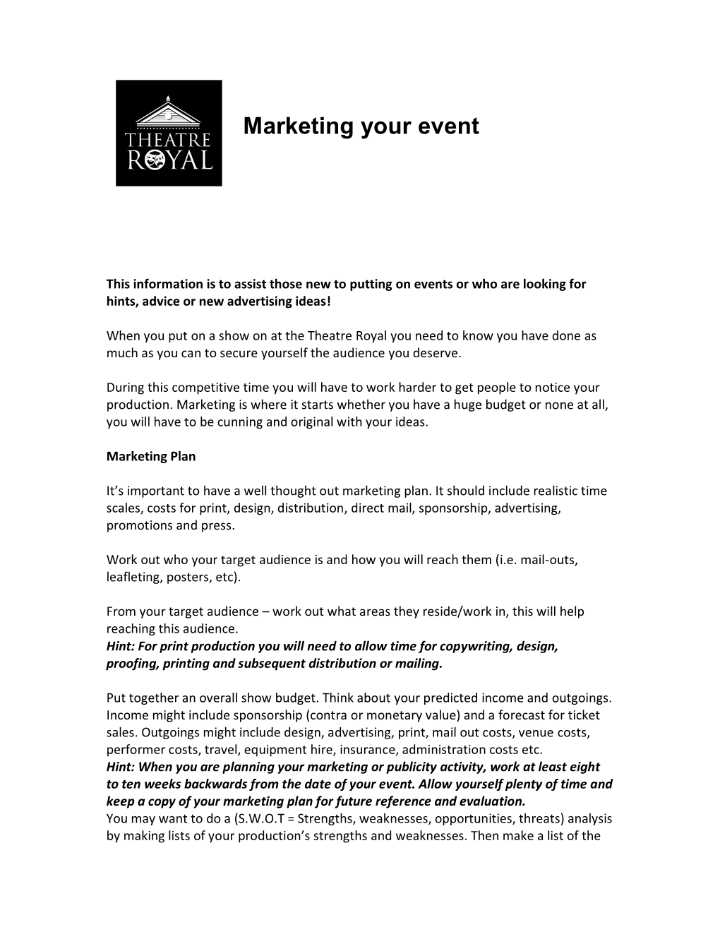Marketing Your Event