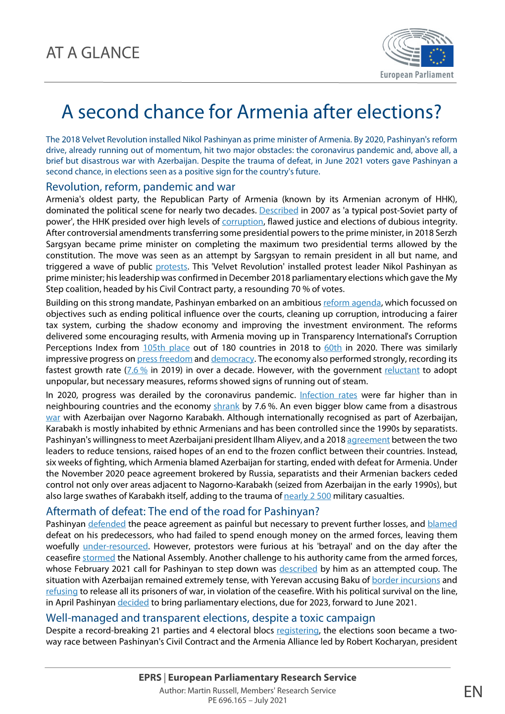 A Second Chance for Armenia After Elections?