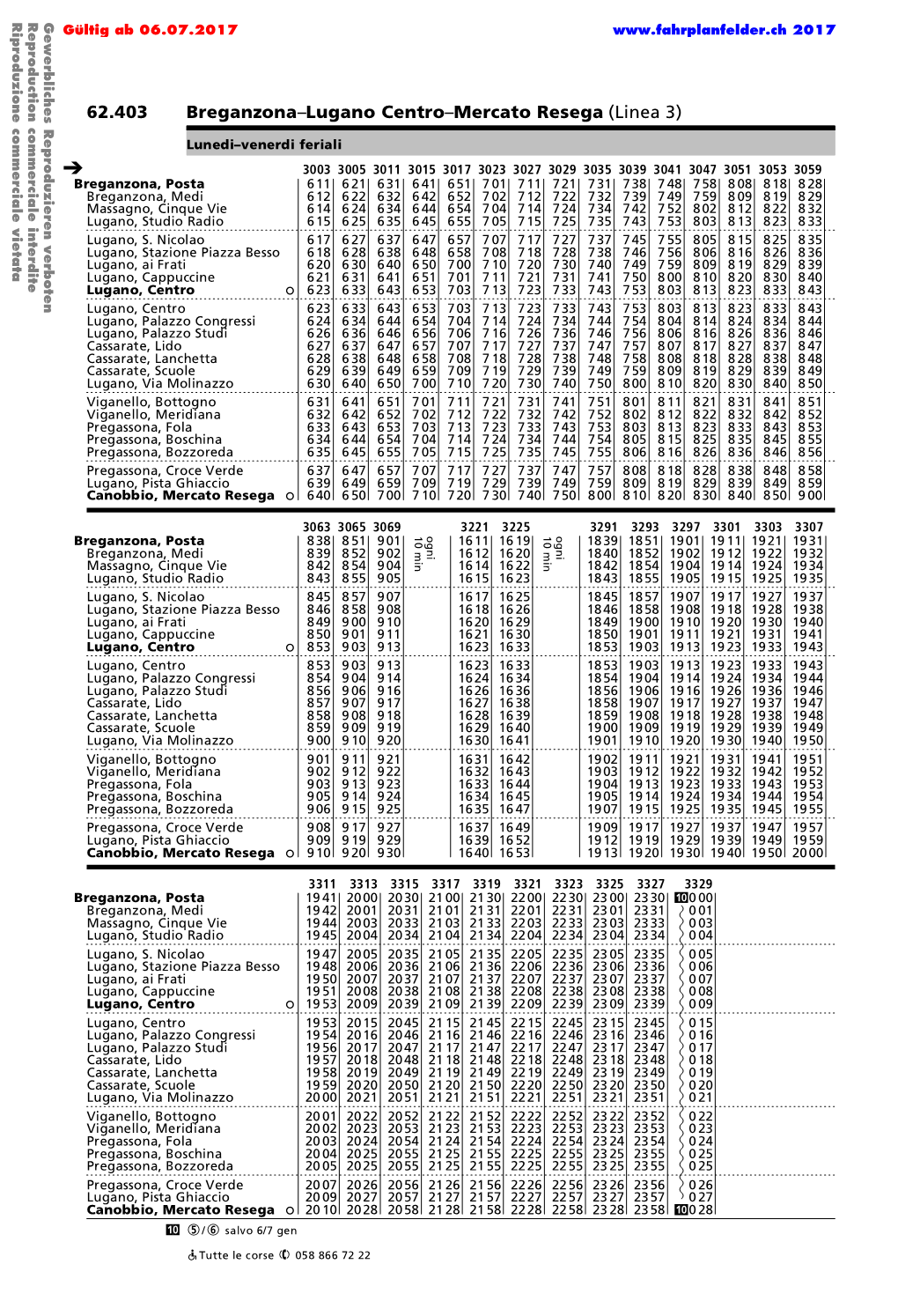 62.403 Breganzona–Lugano Centro–Mercato Resega (Linea 3) М