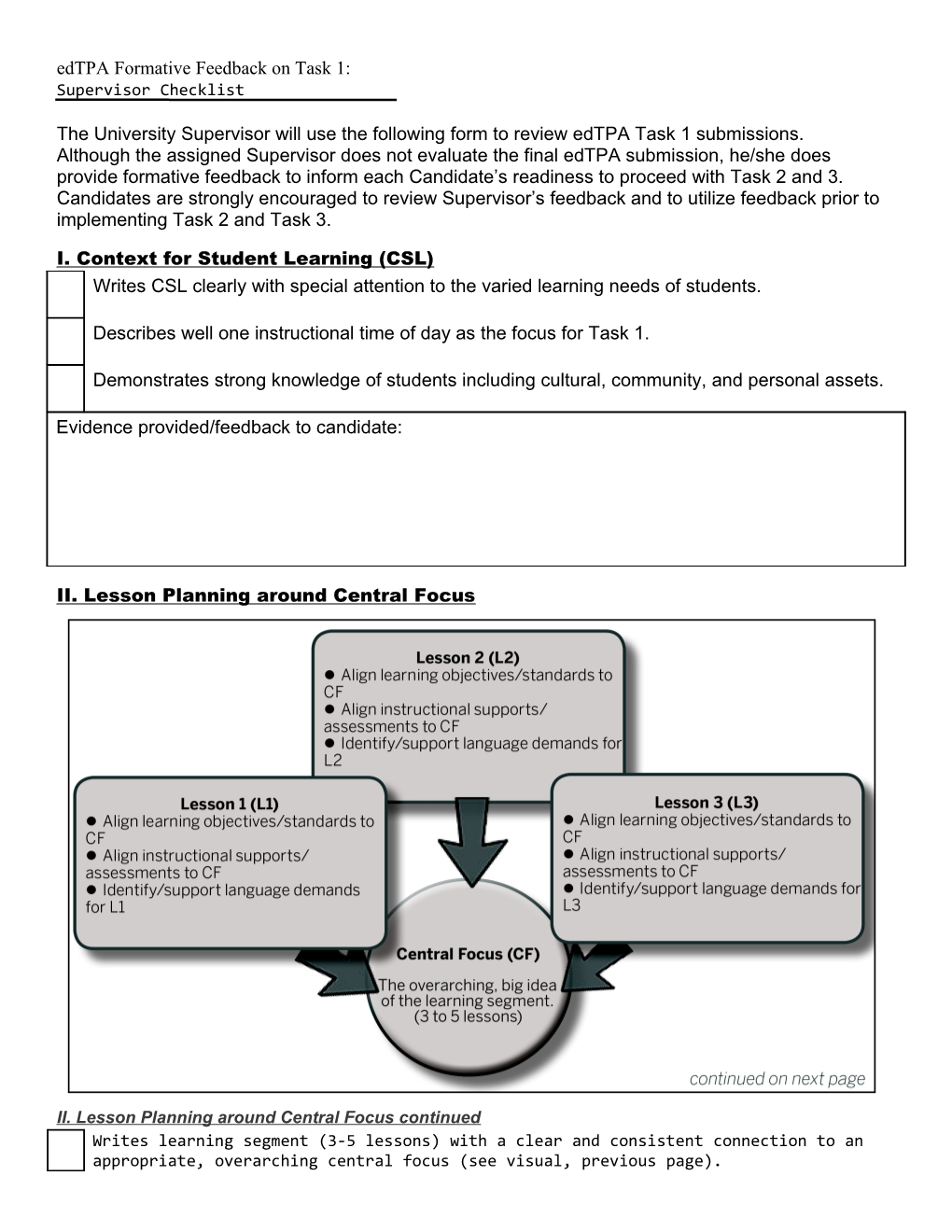 Edtpa Formative Feedback on Task 1