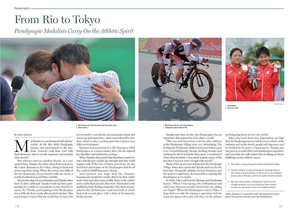 From Rio to Tokyo Paralympic Medalists Carry on the Athletic Spirit