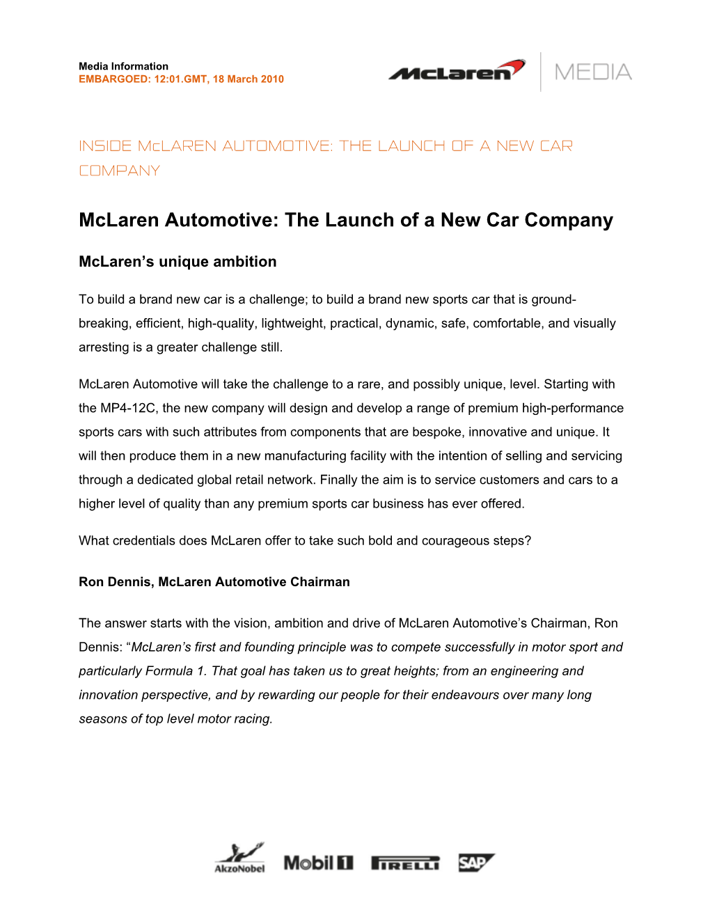 INSIDE Mclaren AUTOMOTIVE: the LAUNCH of a NEW CAR COMPANY