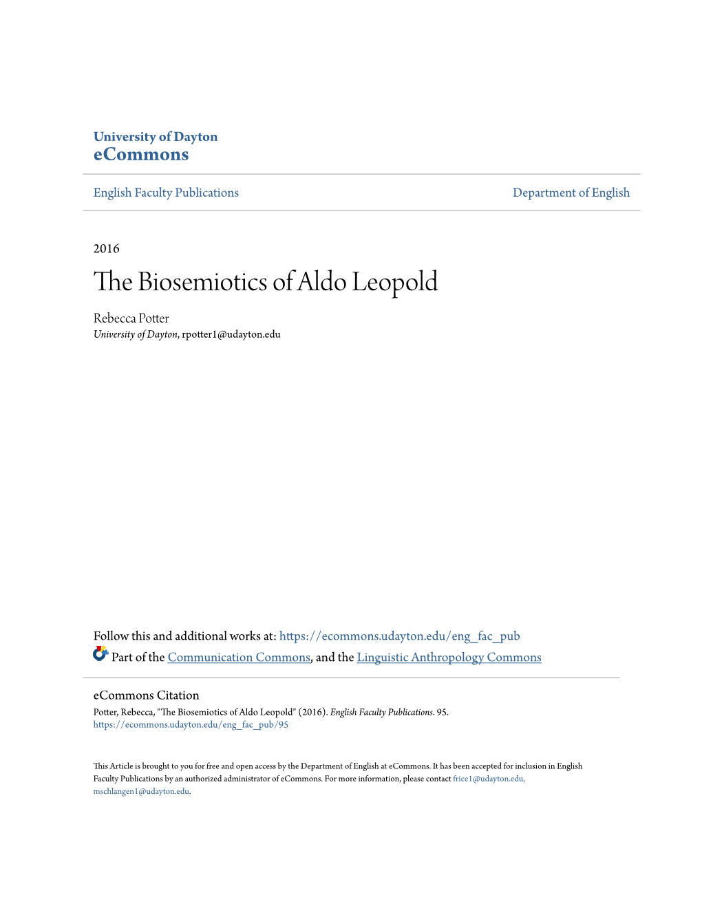 The Biosemiotics of Aldo Leopold