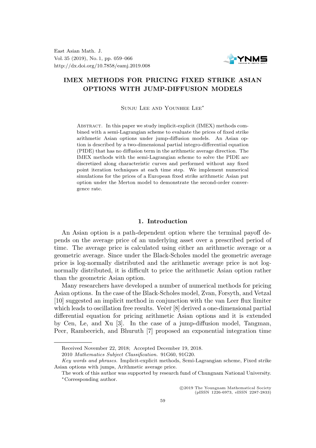 Imex Methods for Pricing Fixed Strike Asian Options with Jump-Diffusion Models