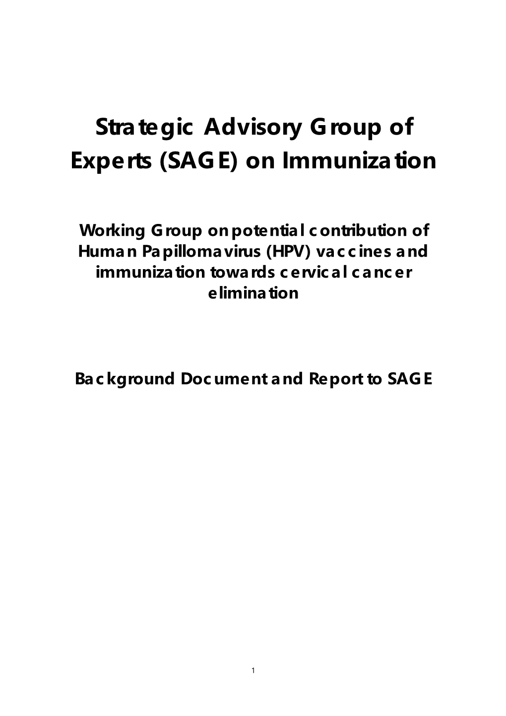 Strategic Advisory Group of Experts (SAGE) on Immunization