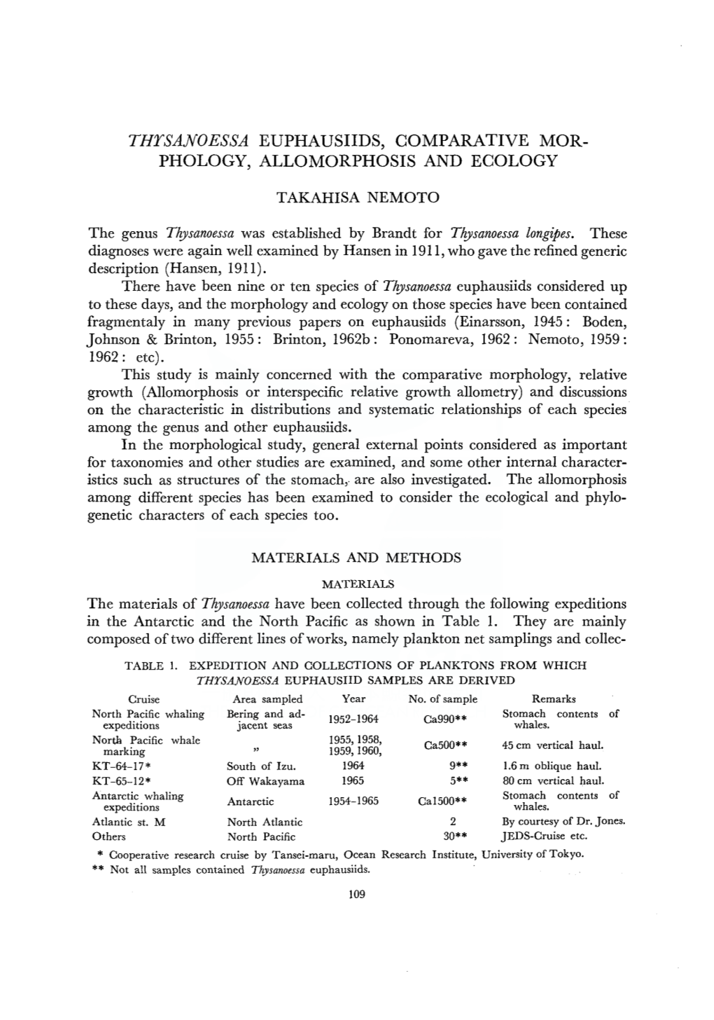 Thysanoessa Euphausiids, Comparative Mor- Phology, Allomorphosis and Ecology