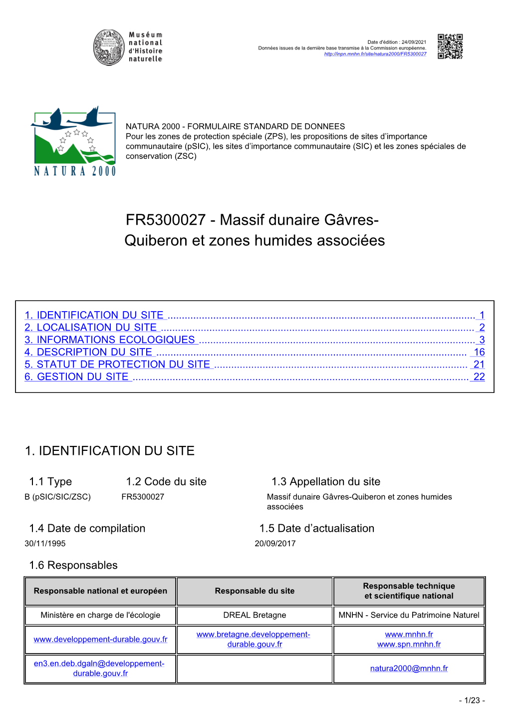 Massif Dunaire Gâvres- Quiberon Et Zones Humides Associées