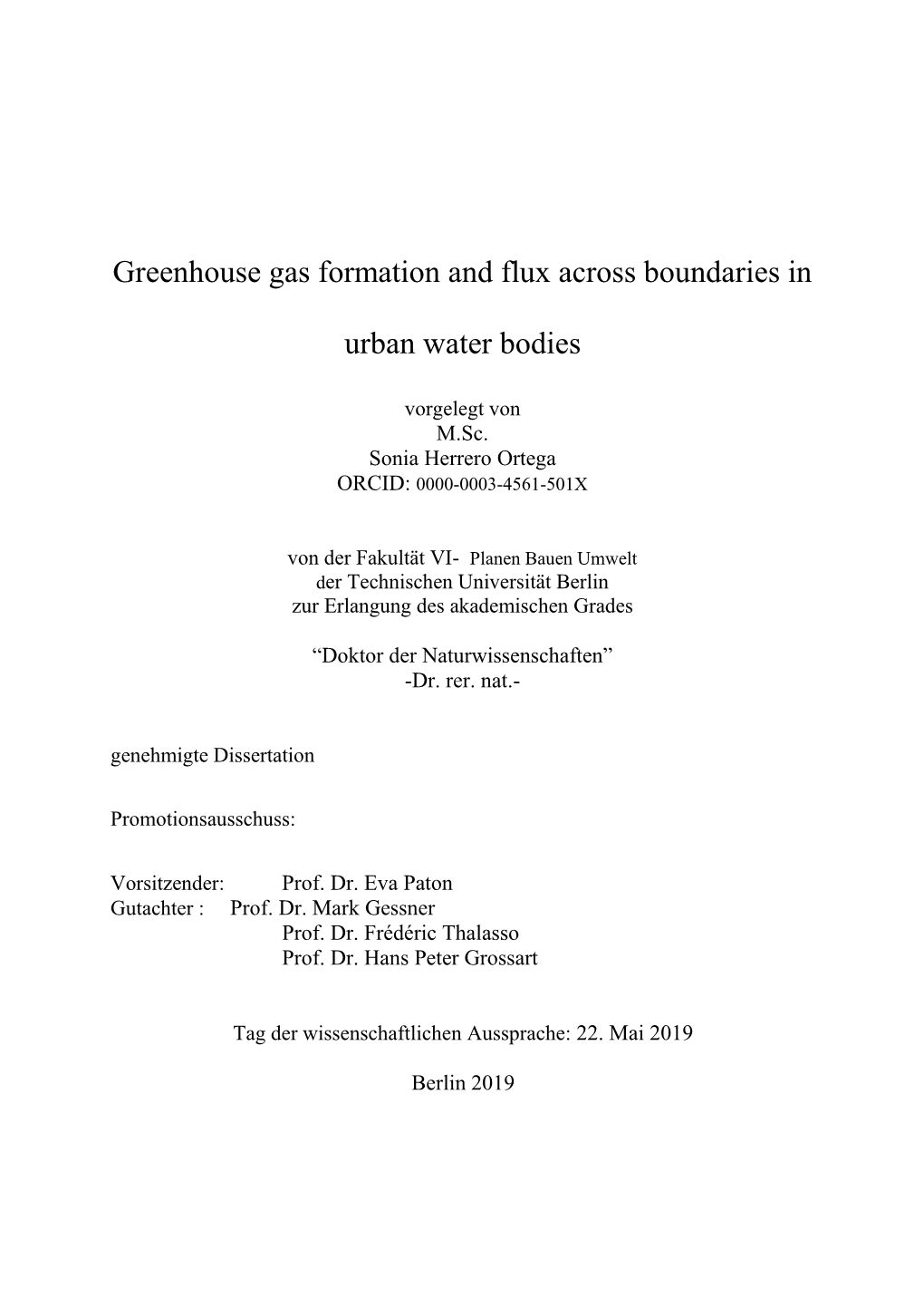 Greenhouse Gas Formation and Flux Across Boundaries in Urban Water