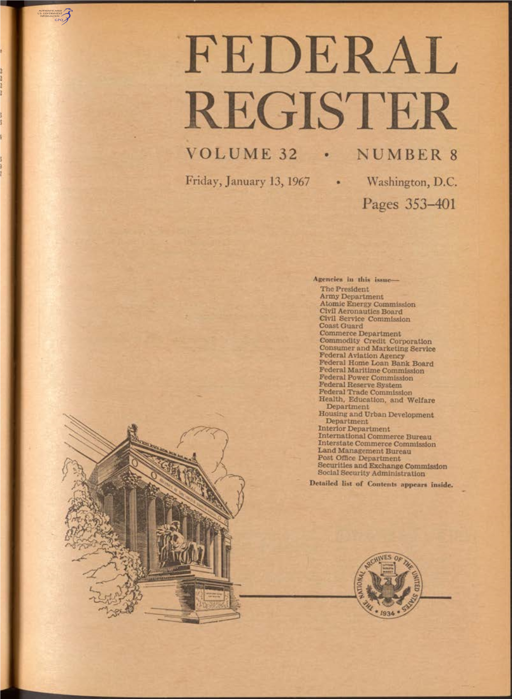 Federal Register Volume 32 Number 8