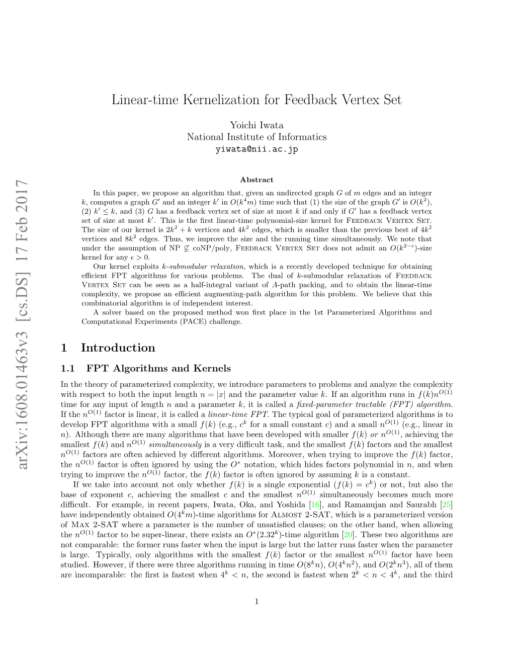 Linear-Time Kernelization for Feedback Vertex Set