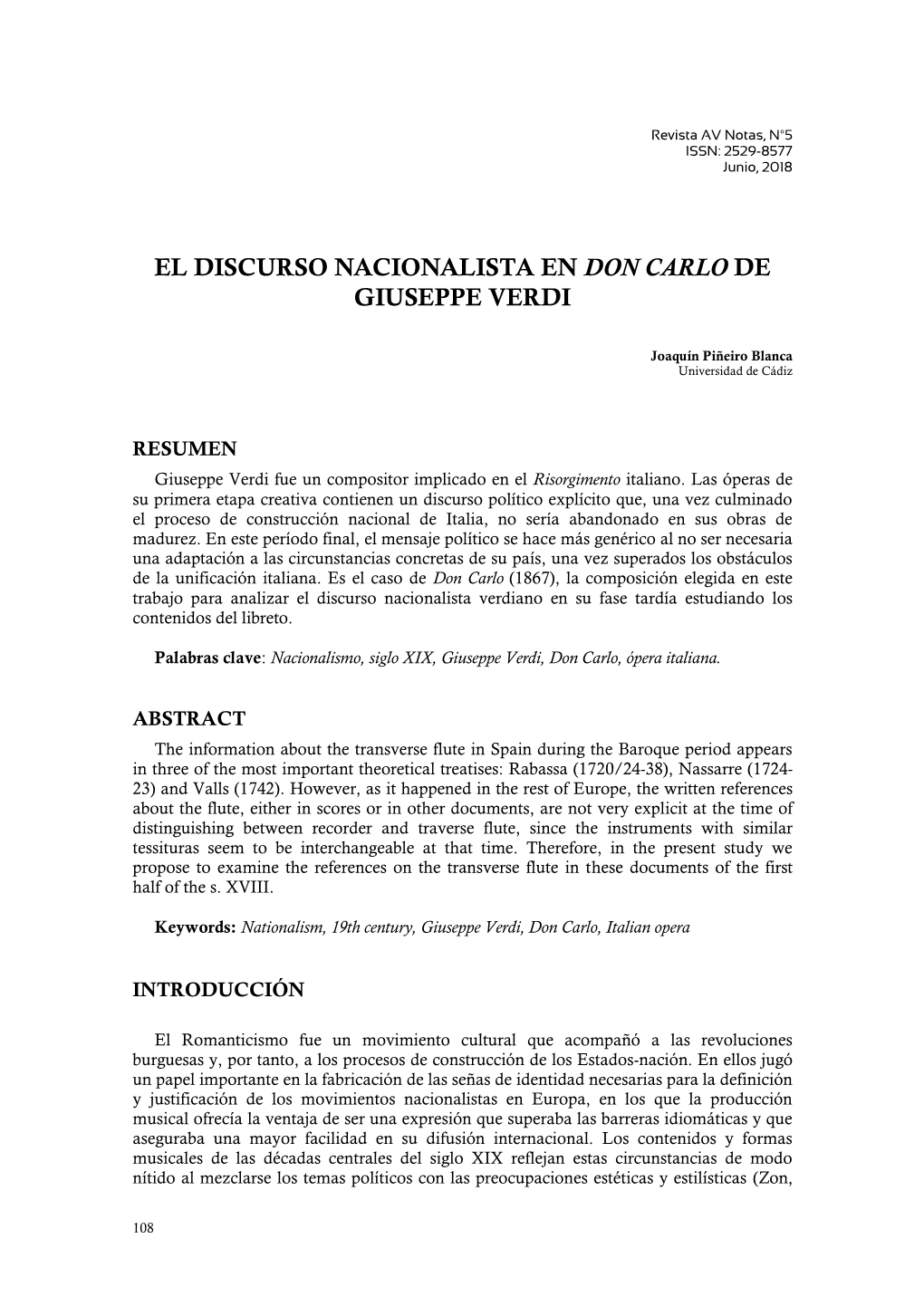 El Discurso Nacionalista En Don Carlo De Giuseppe Verdi