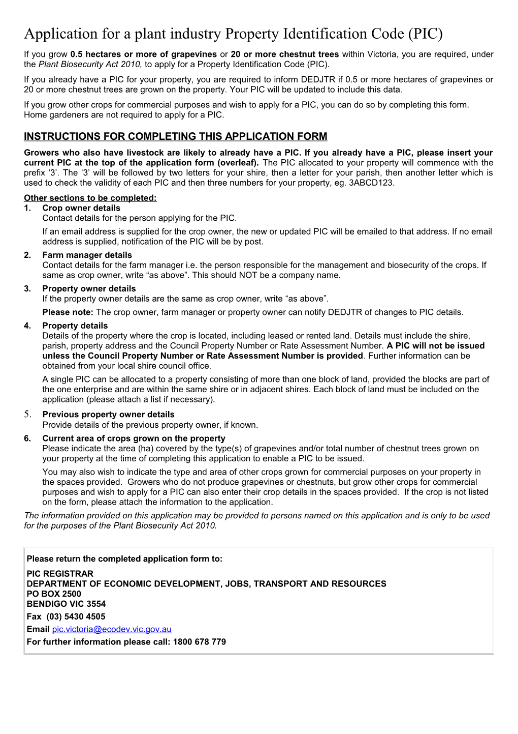 Application for a Permit to Carry out Specified Spraying in an Agricultural Chemical Control