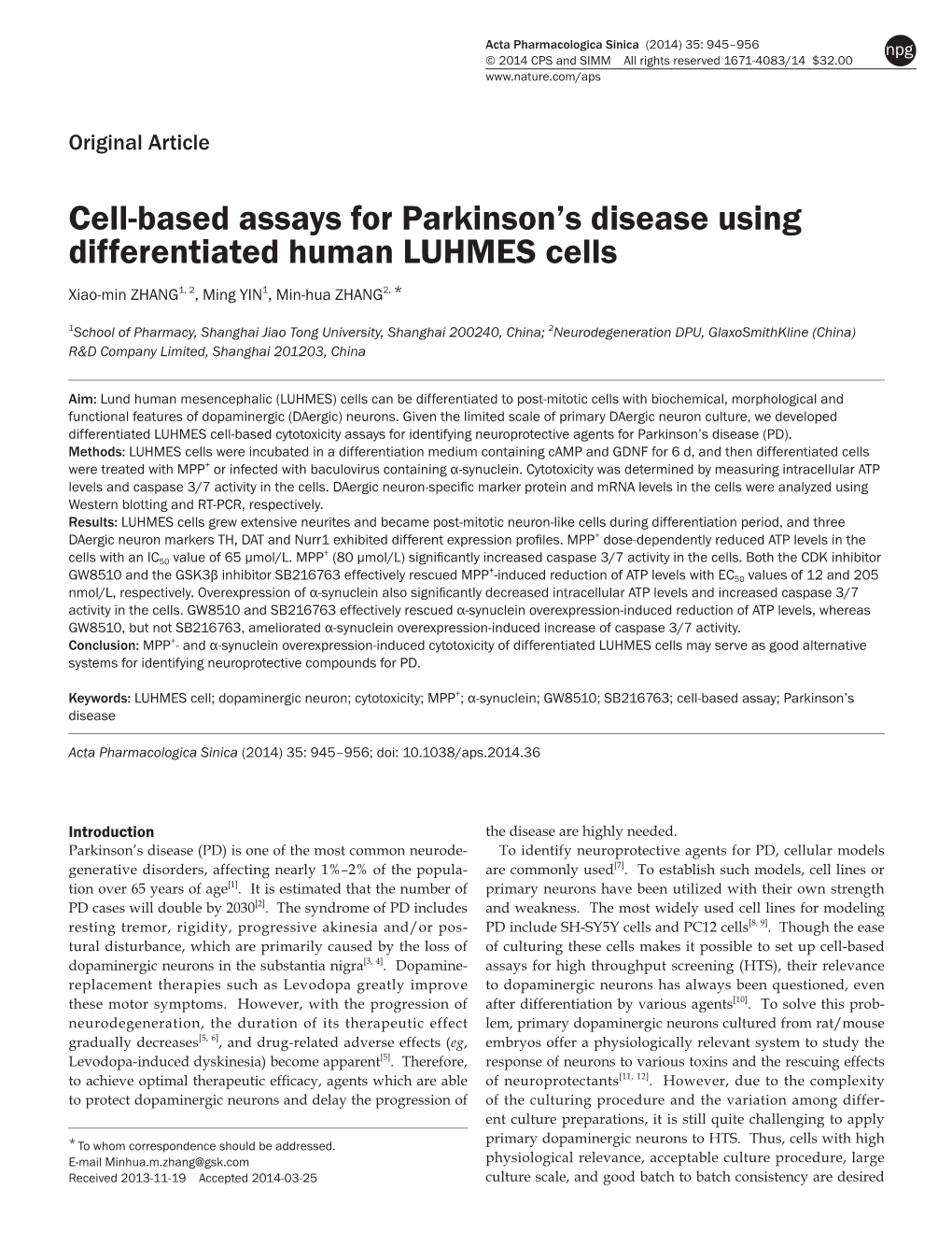 Cell-Based Assays for Parkinson's Disease Using Differentiated Human LUHMES Cells