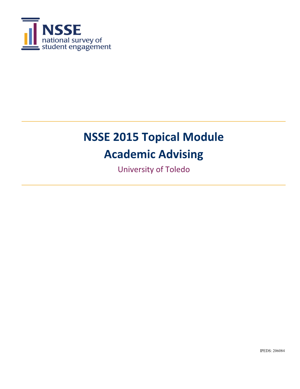 NSSE 2015 Topical Module Academic Advising University of Toledo