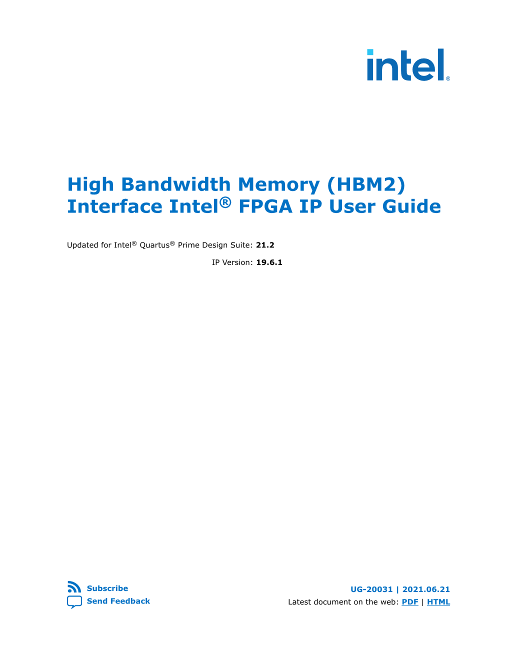 High Bandwidth Memory (HBM2) Interface Intel® FPGA IP User Guide