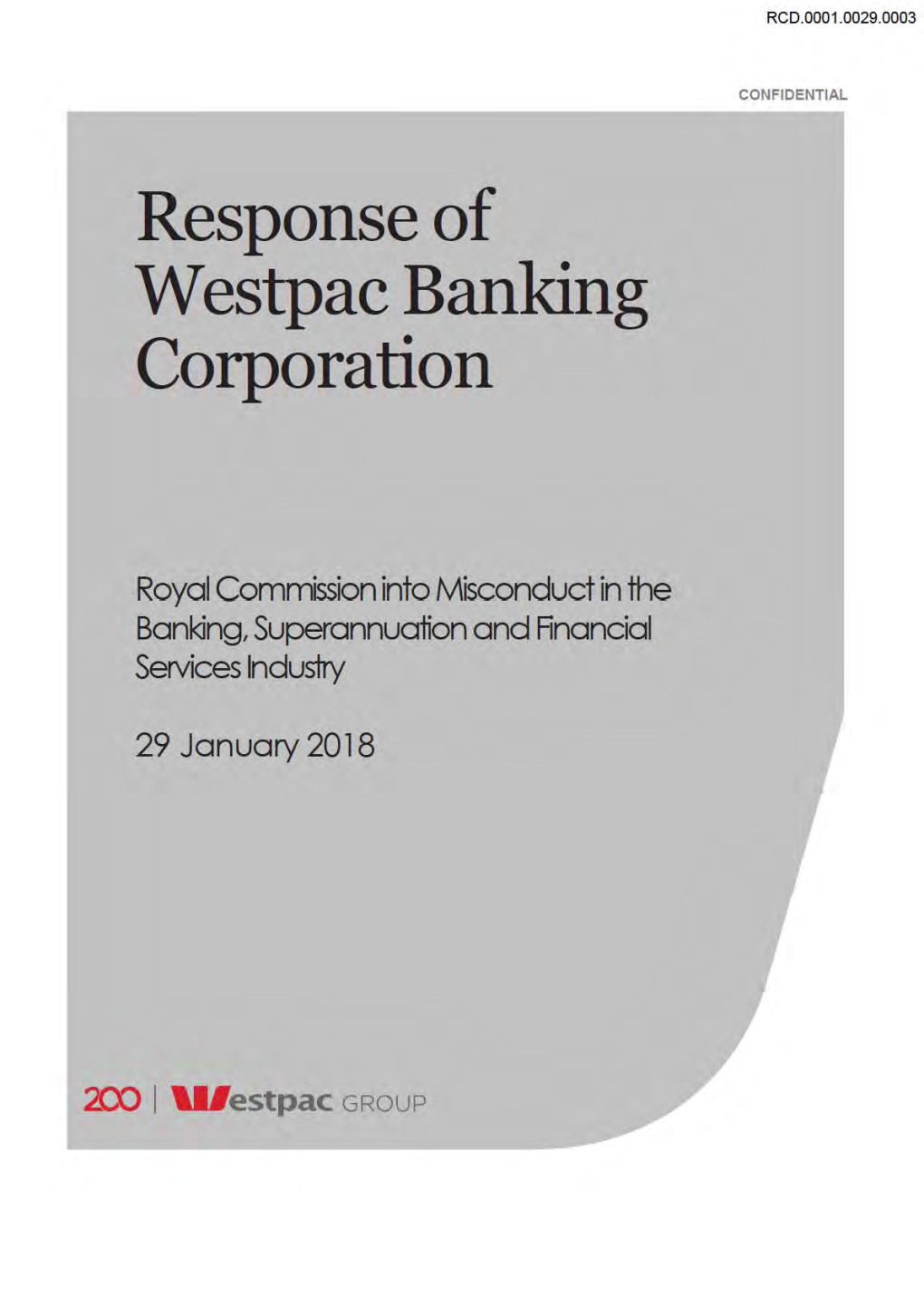 Response of Westpac Banking Corporation