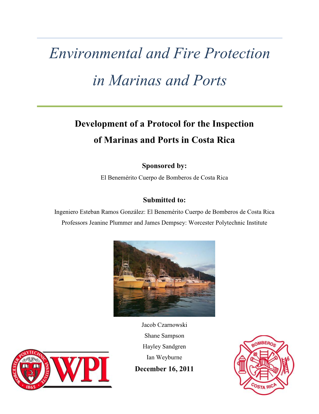 Environmental and Fire Protection in Marinas and Ports