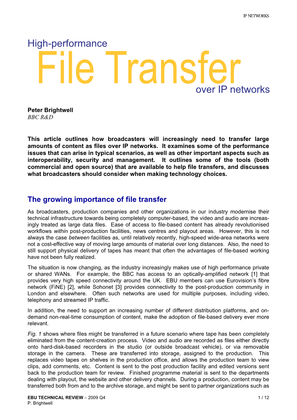 High-Performance File Transfer Over IP Networks