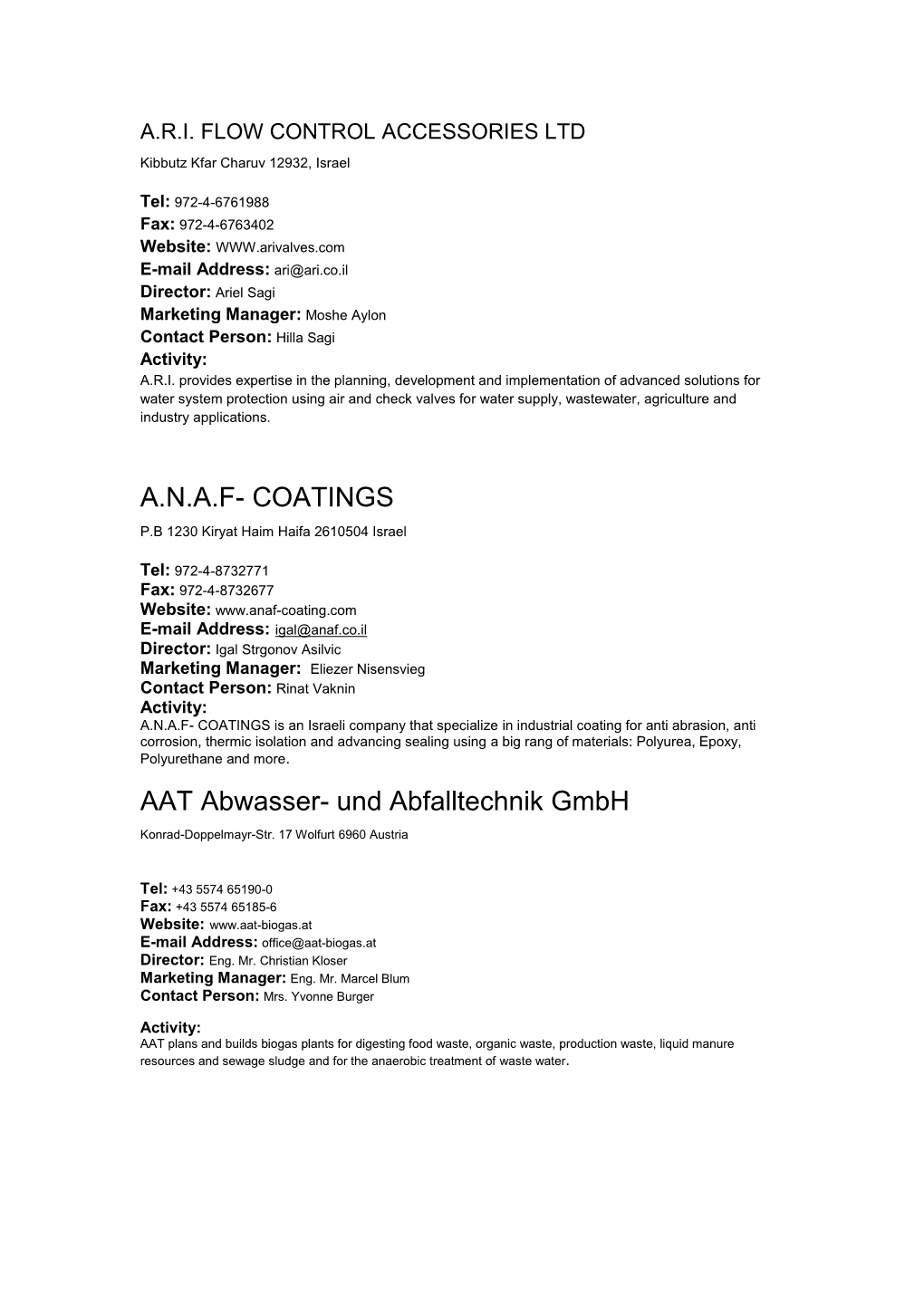 A.N.A.F- COATINGS AAT Abwasser- Und Abfalltechnik Gmbh