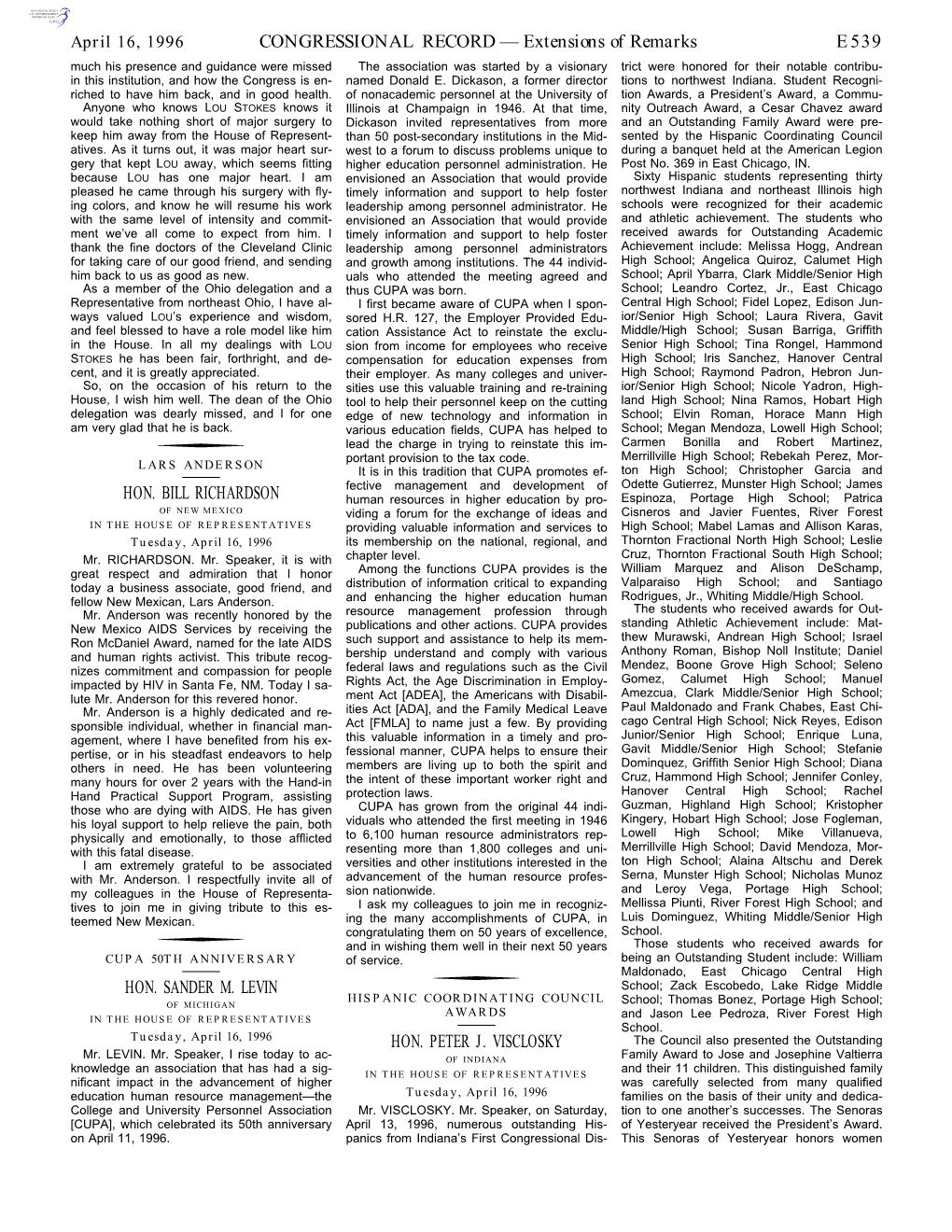CONGRESSIONAL RECORD— Extensions of Remarks E539 HON