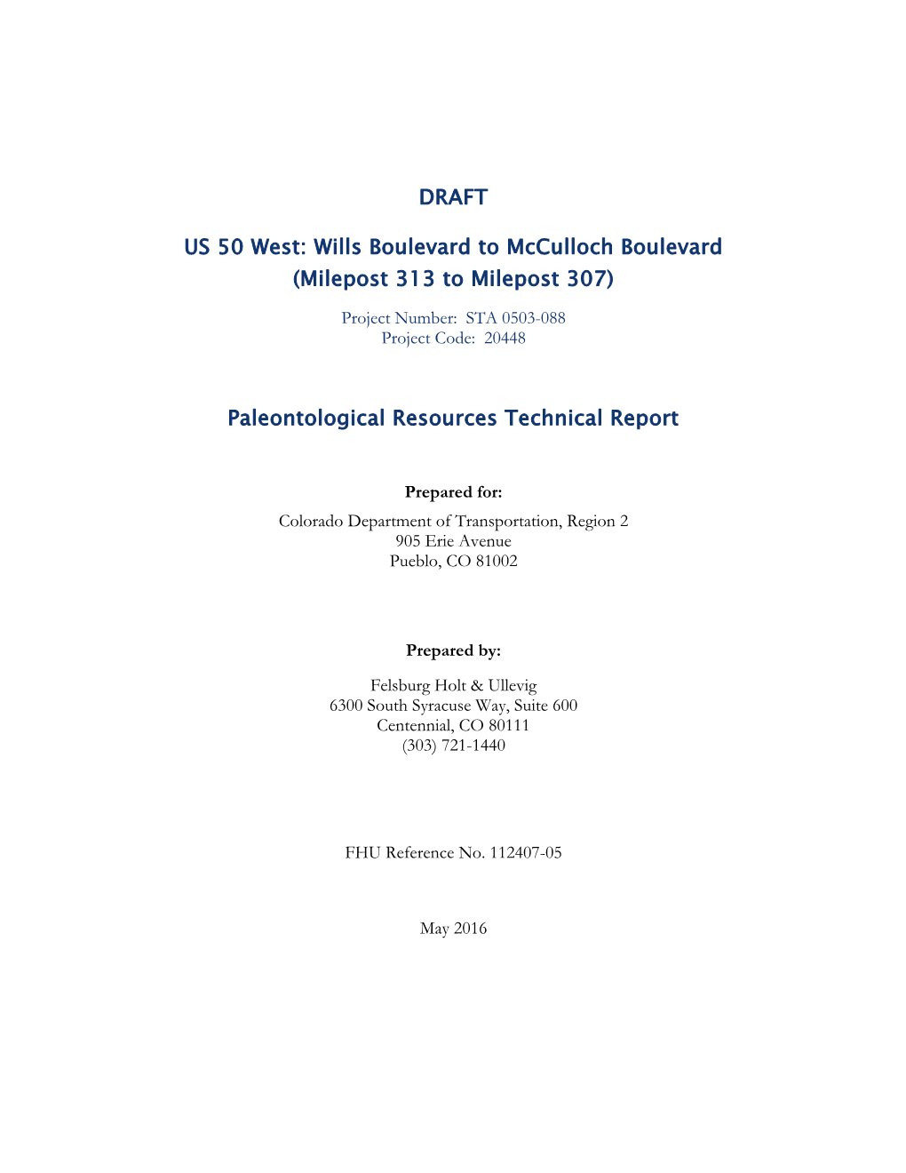 Paleontological Resources Technical Report