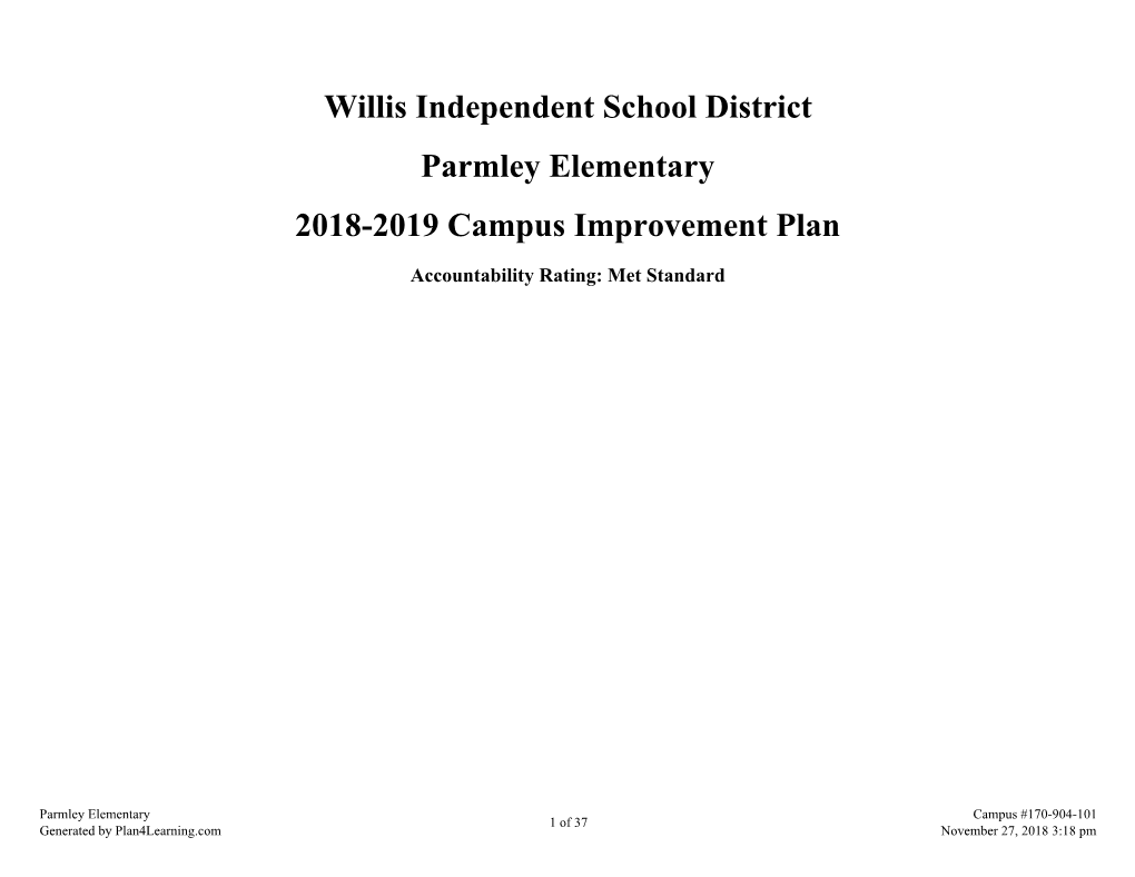 Parmley Elementary School Campus Improvement Plan 2018-19