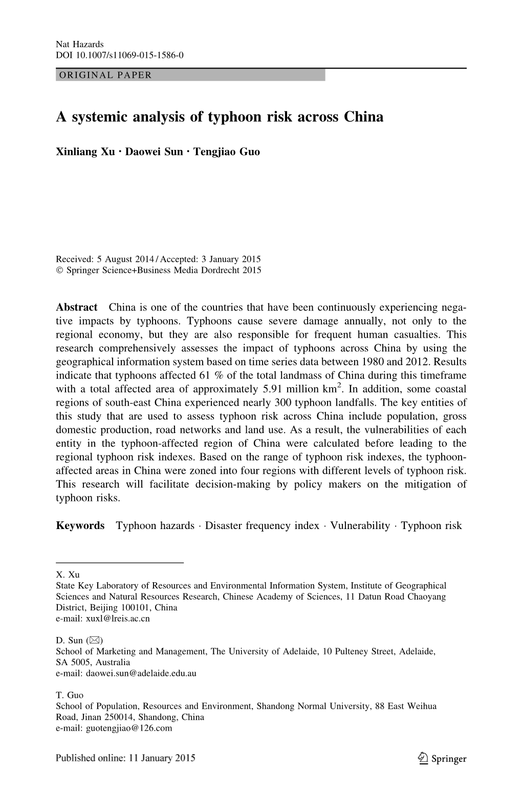 A Systemic Analysis of Typhoon Risk Across China