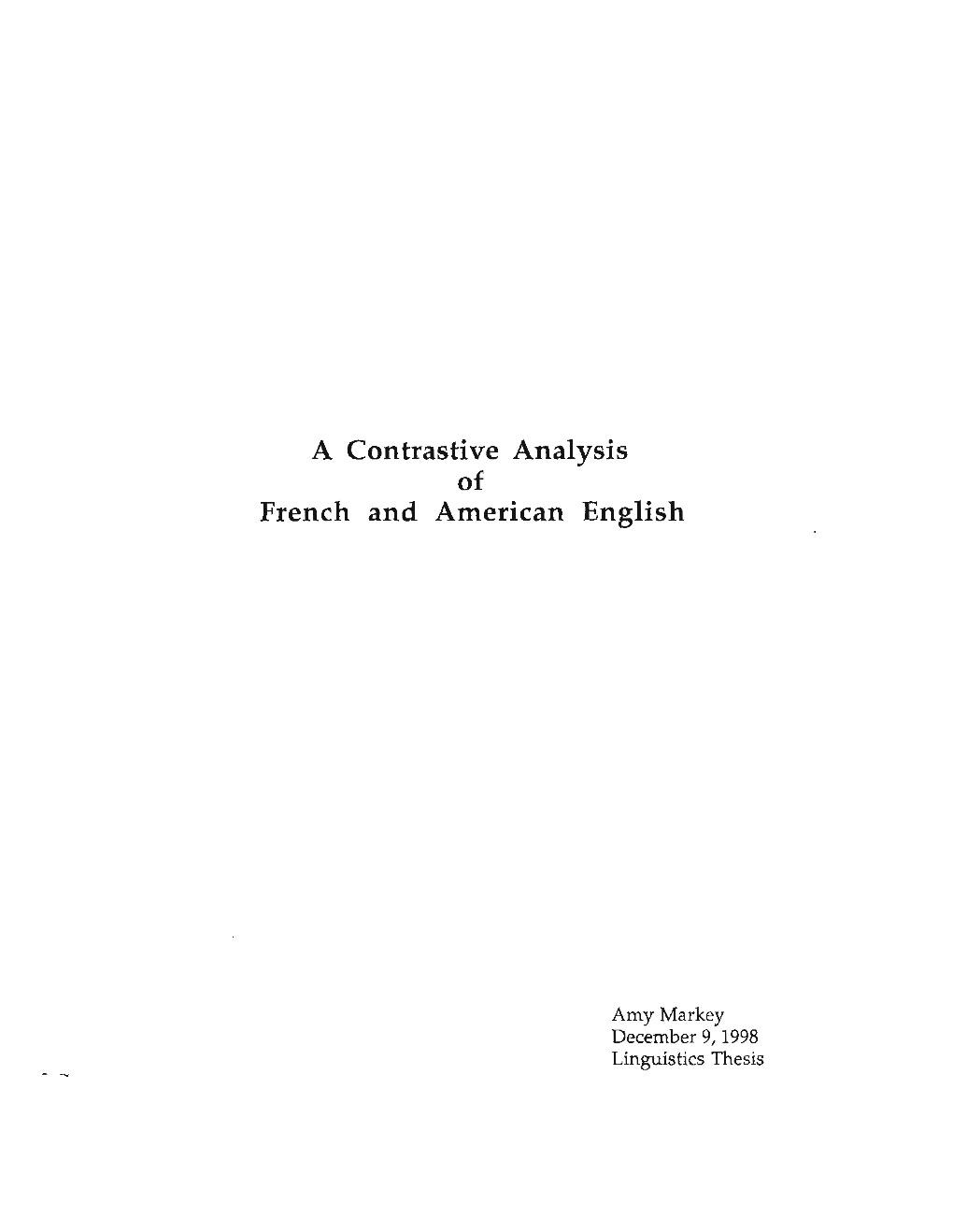 A Contrastive Analysis French and American English