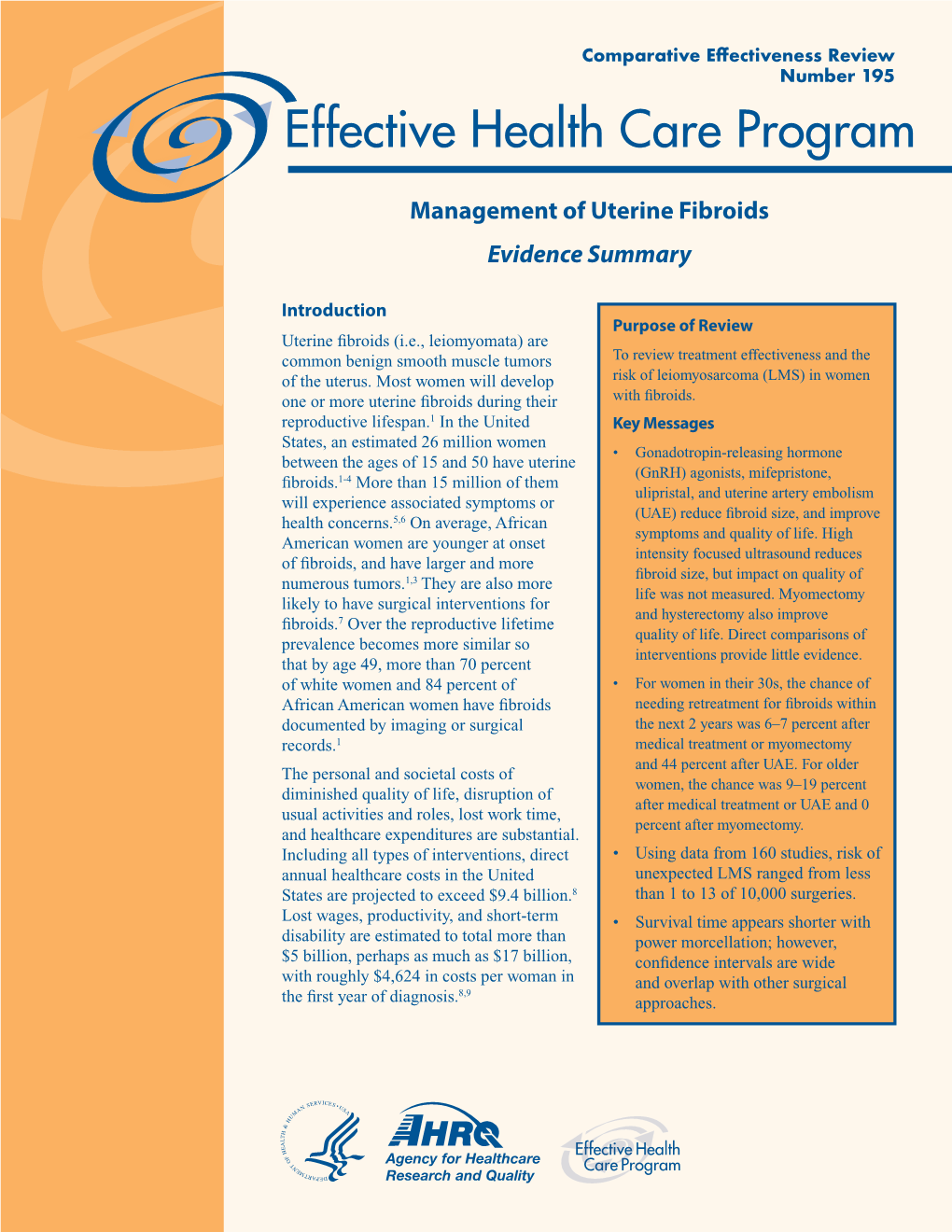 Management of Uterine Fibroids Evidence Summary