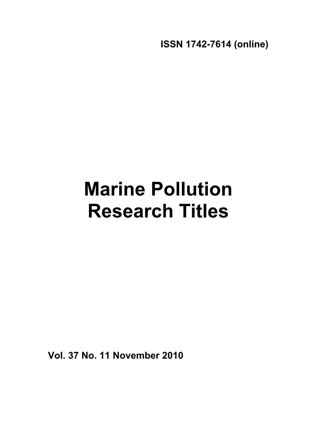 Marine Pollution Research Titles