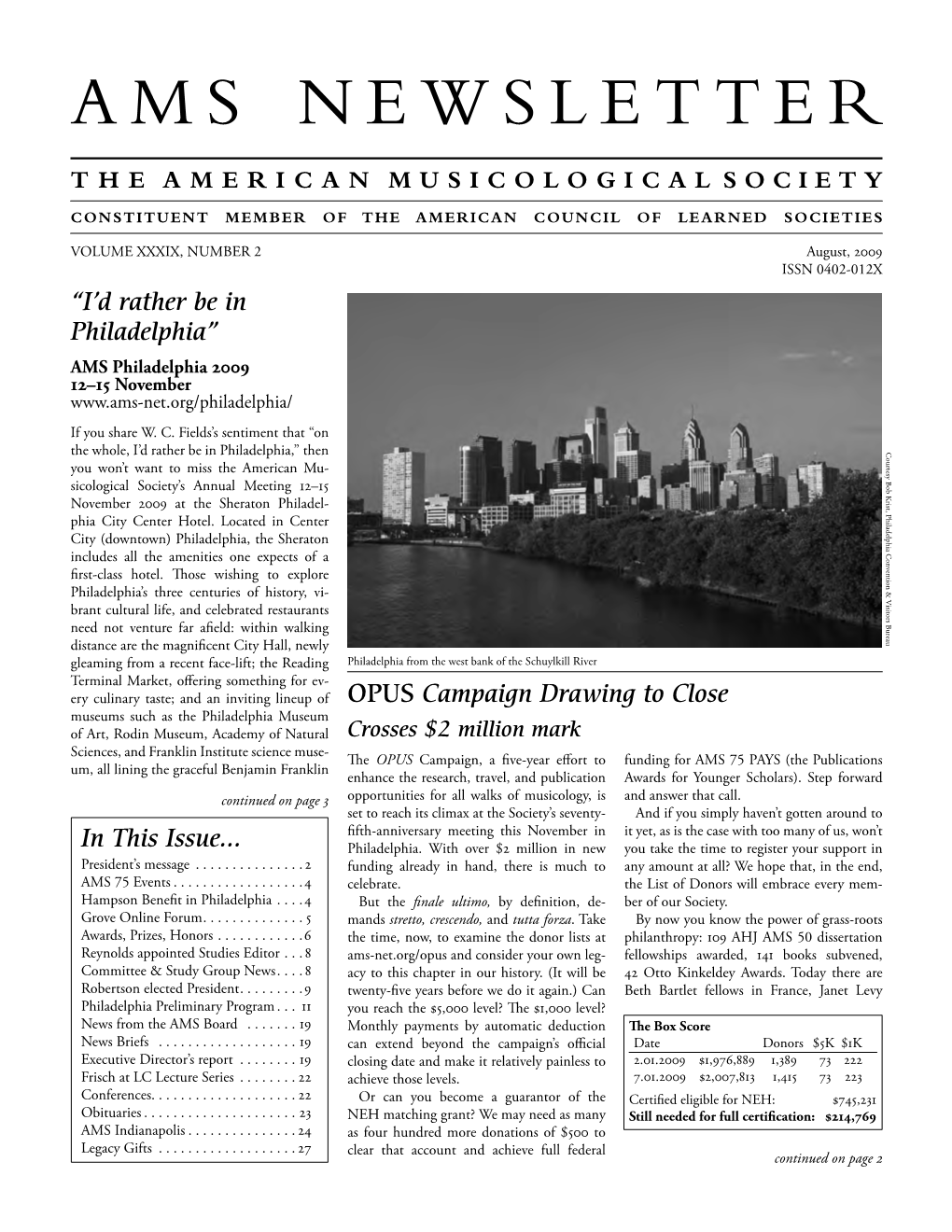 AMS Newsletter August 2009
