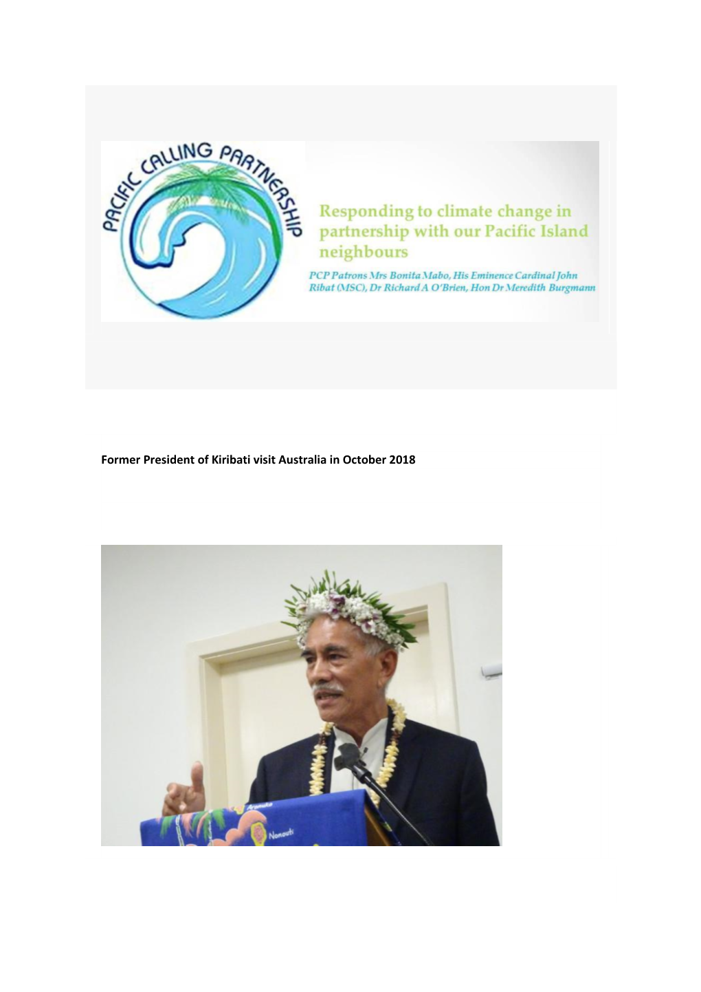 Former President of Kiribati Visit Australia in October 2018