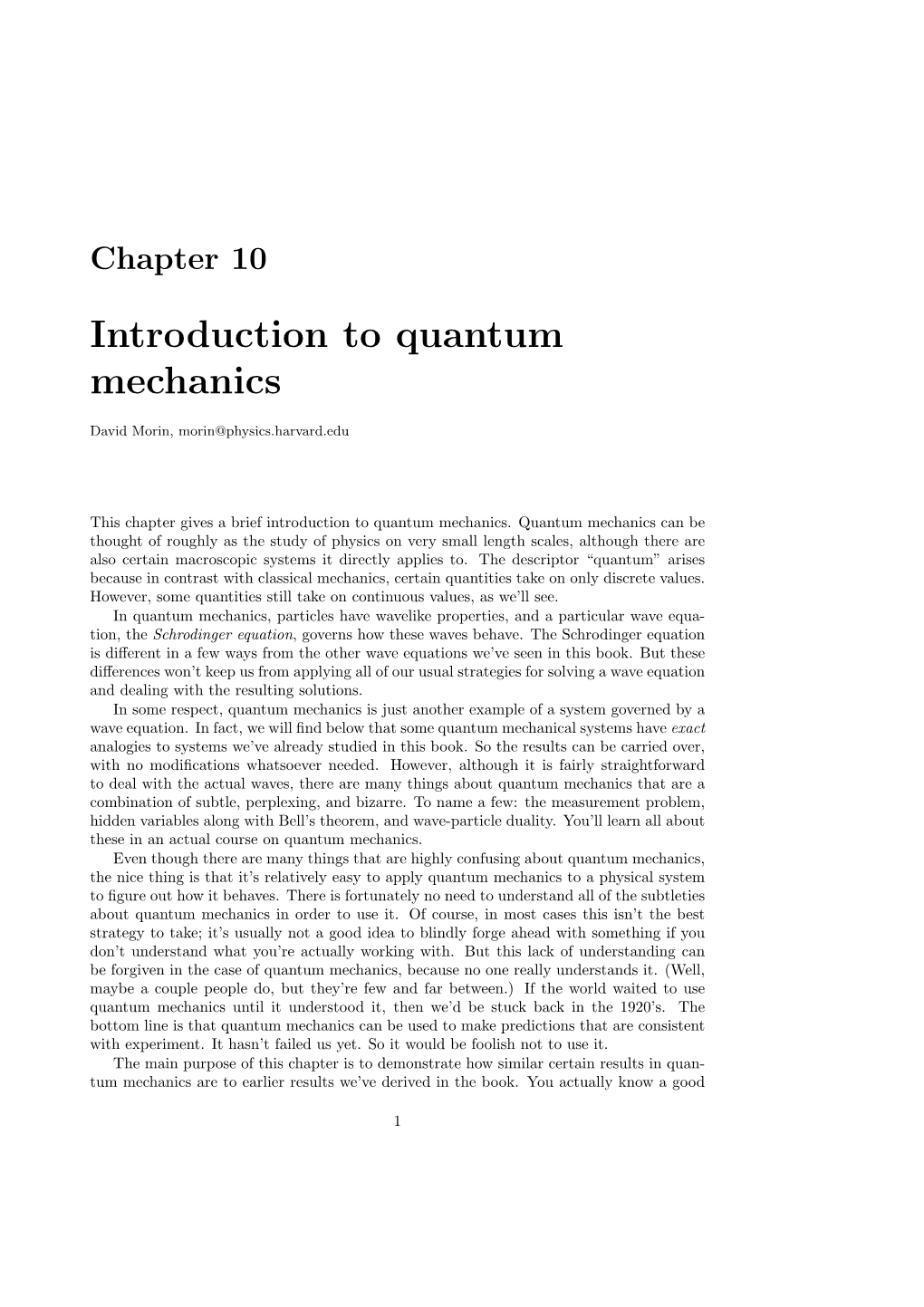 Introduction to Quantum Mechanics