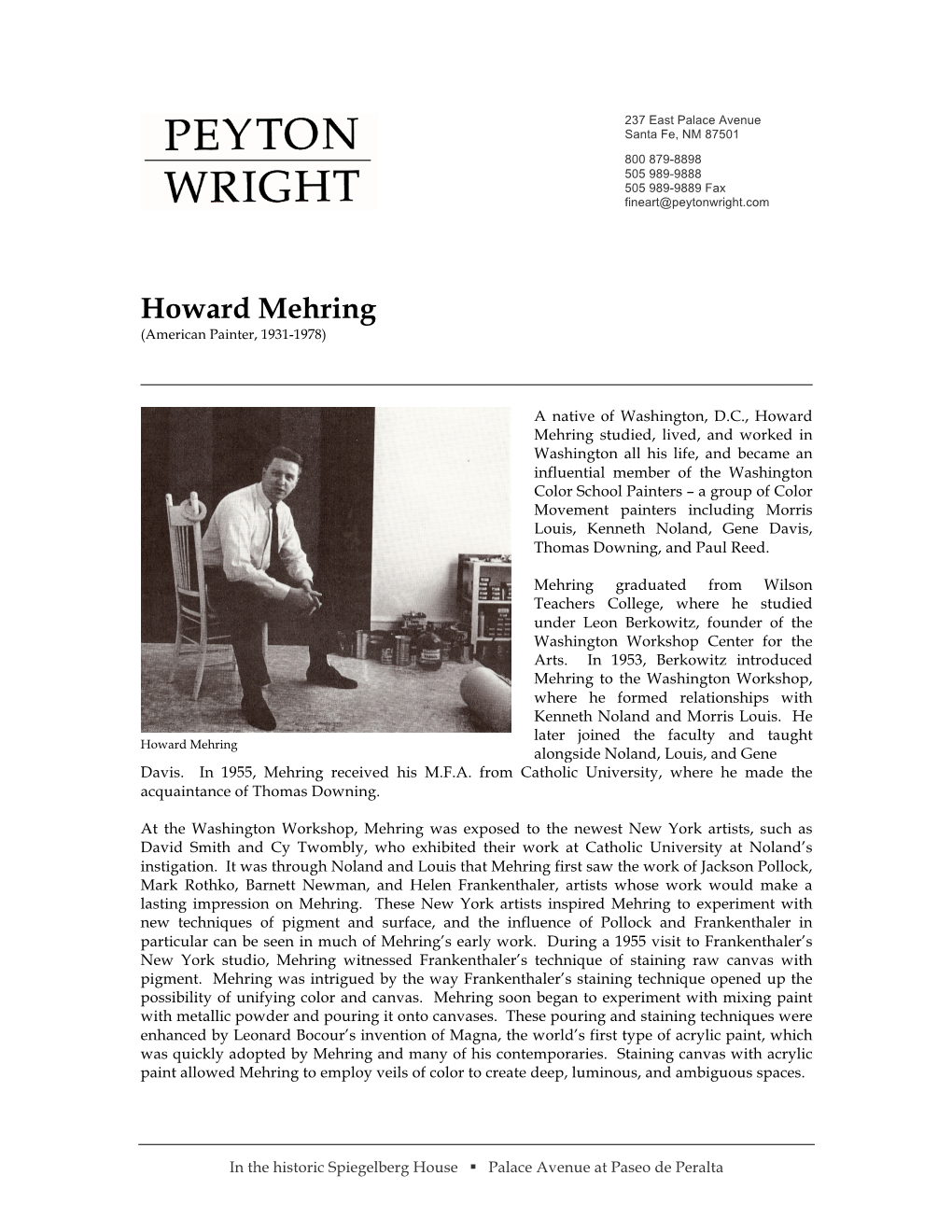 Bio Mehring, Howard
