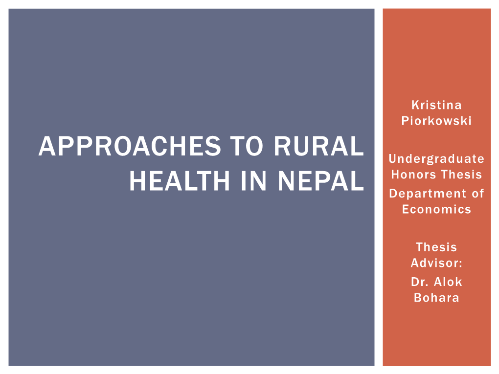 Approaches to Rural Health