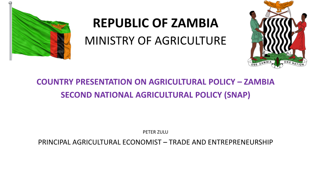 Republic of Zambia Ministry of Agriculture