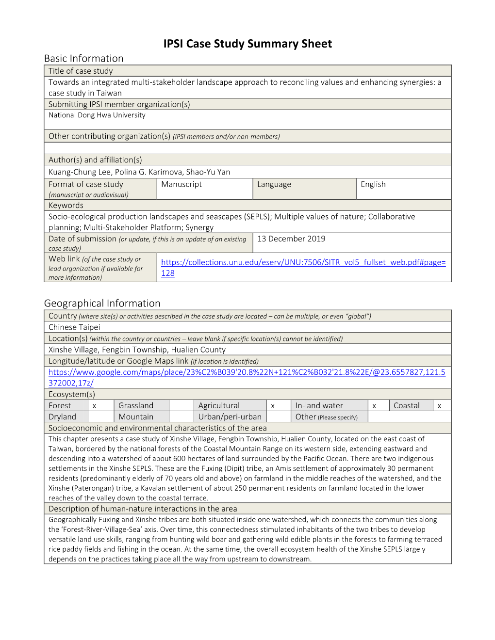 IPSI Case Study Summary Sheet