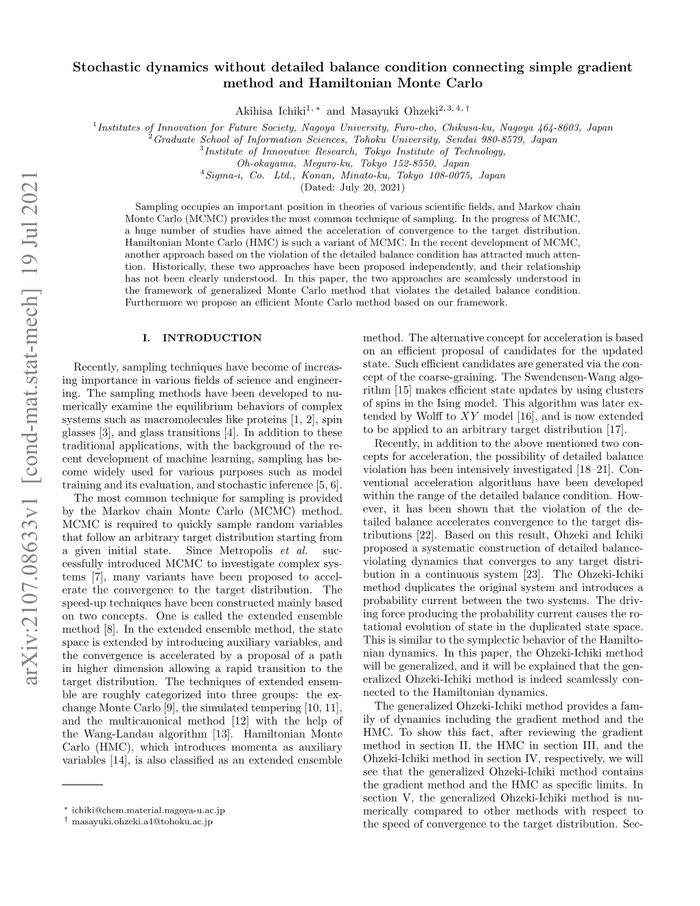 Stochastic Dynamics Without Detailed Balance Condition Connecting Simple Gradient Method and Hamiltonian Monte Carlo