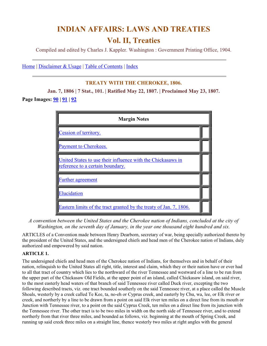 INDIAN AFFAIRS: LAWS and TREATIES Vol