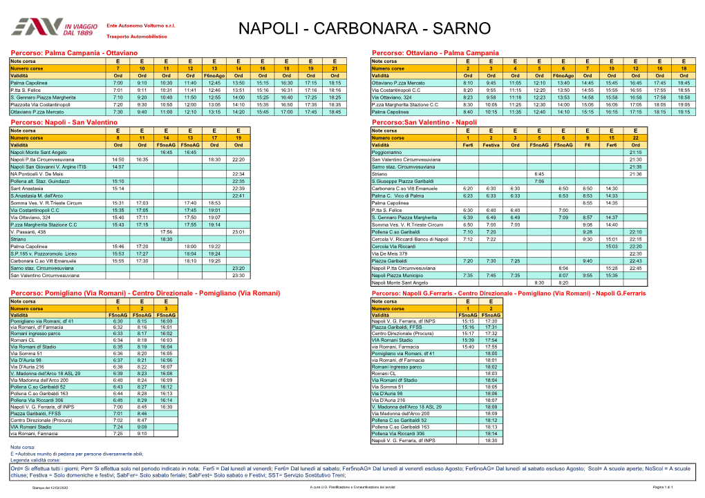 NAPOLI - CARBONARA - SARNO Trasporto Automobilistico