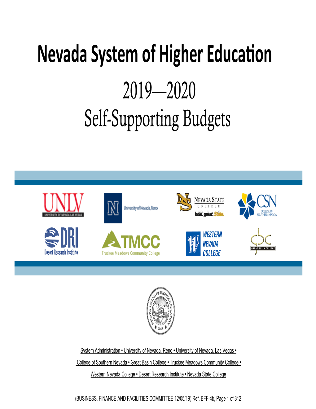 FY20 NSHE Self-Supporting Budget