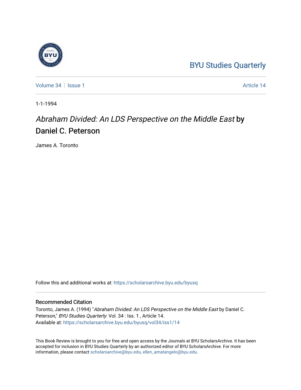 An LDS Perspective on the Middle East by Daniel C