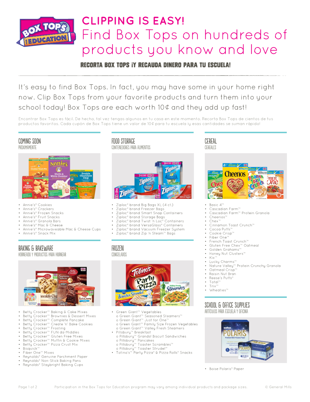 Find Box Tops on Hundreds of Products You Know and Love RECORTA BOX TOPS ¡Y RECAUDA DINERO PARA TU ESCUELA!